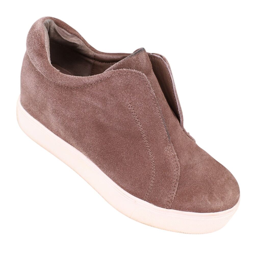 J Slides NYC Shoes Womens 6.5 Platform Sneakers Brown Suede Leather Slip Ons
